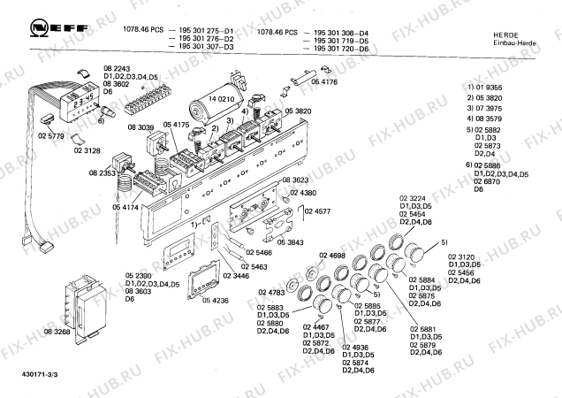 Схема №1 195301310 1078.46PWS с изображением Переключатель для плиты (духовки) Bosch 00025885