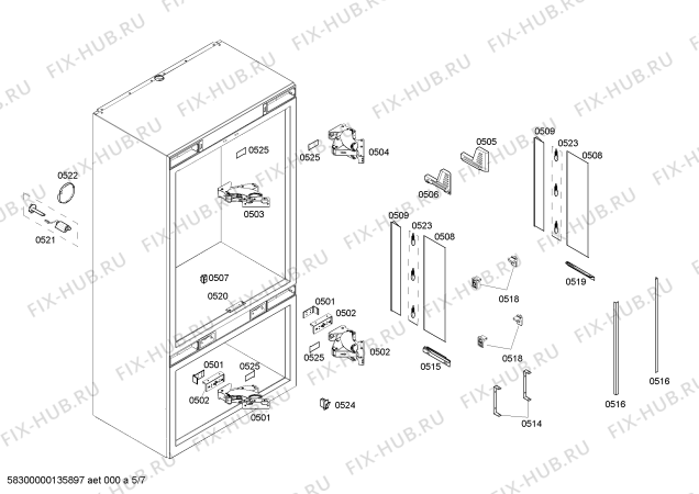Схема №2 B36IT71SN с изображением Крепеж для холодильной камеры Bosch 00671780