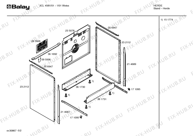 Схема №2 3CL458V с изображением Панель управления для духового шкафа Bosch 00362630