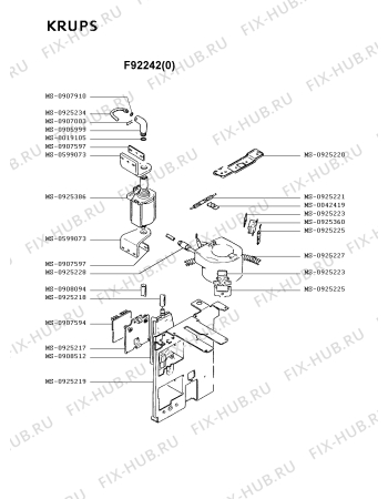 Взрыв-схема кофеварки (кофемашины) Krups F92242(0) - Схема узла QP001881.8P4