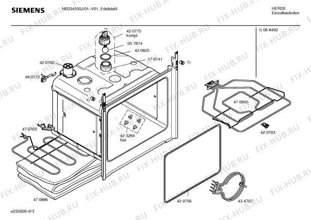 Взрыв-схема плиты (духовки) Siemens HB334550J - Схема узла 03