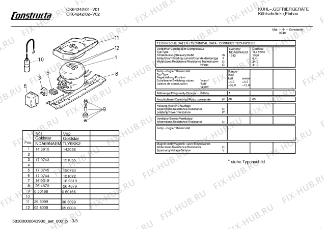 Взрыв-схема холодильника Constructa CK64242 - Схема узла 03