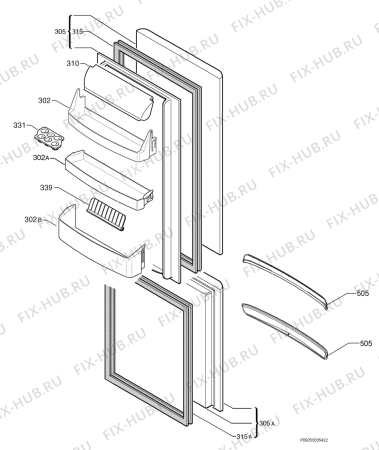 Взрыв-схема холодильника Electrolux ERB29033W1 - Схема узла Door 003