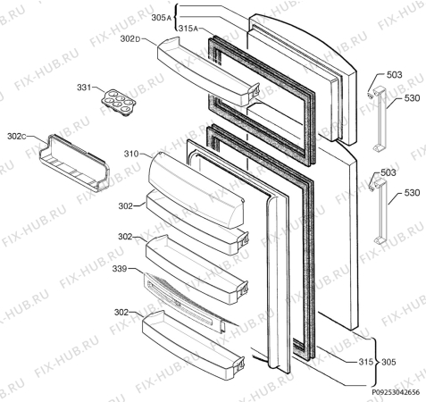 Взрыв-схема холодильника Electrolux ST401CNN10 - Схема узла Door 003