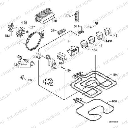 Взрыв-схема плиты (духовки) Privileg 816071_60687 - Схема узла Electrical equipment 268