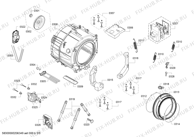 Схема №2 WAT287V0 с изображением Панель управления для стиральной машины Bosch 11027156