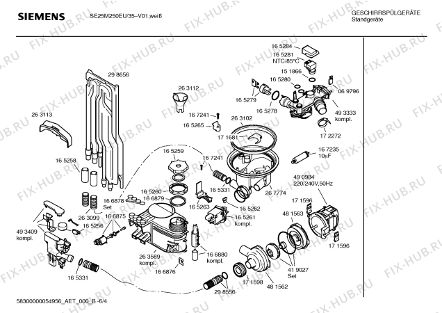Взрыв-схема посудомоечной машины Siemens SE25M250EU - Схема узла 04