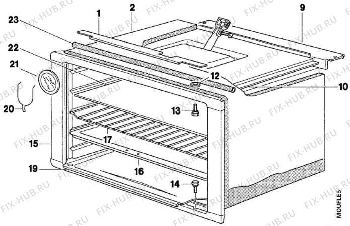 Взрыв-схема плиты (духовки) Faure CCG608C1 - Схема узла Oven body