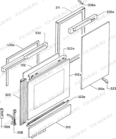 Взрыв-схема плиты (духовки) Rex DE9542 - Схема узла Door 003