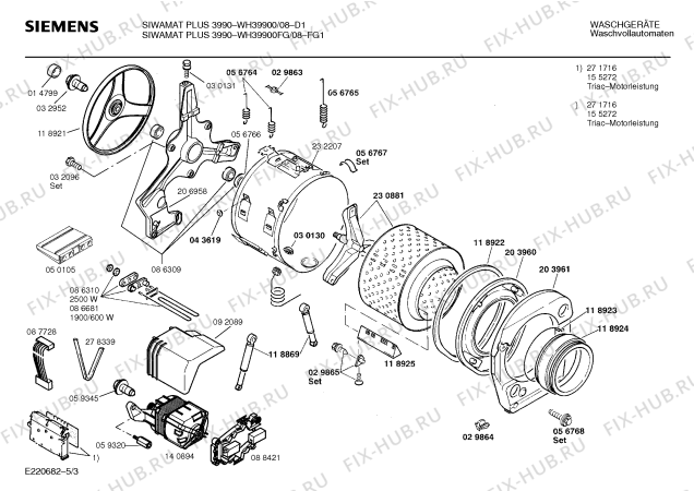 Схема №1 WH39900FG SIWAMAT PLUS 3990 с изображением Вставка для ручки для стиральной машины Siemens 00088237