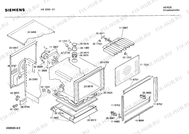 Взрыв-схема плиты (духовки) Siemens HB3200 - Схема узла 02