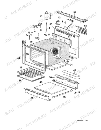 Взрыв-схема плиты (духовки) Electrolux EK6591N1   M.P ELEC. - Схема узла Oven