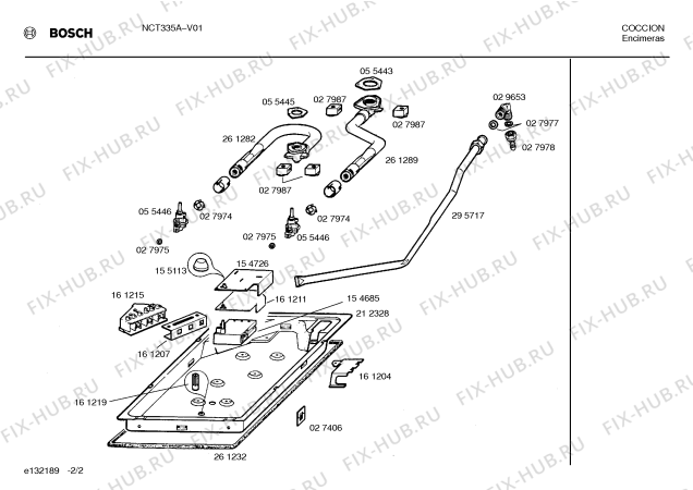 Взрыв-схема плиты (духовки) Bosch NCT335A - Схема узла 02