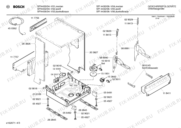 Схема №1 SPI4430 с изображением Вкладыш в панель для посудомойки Bosch 00289429