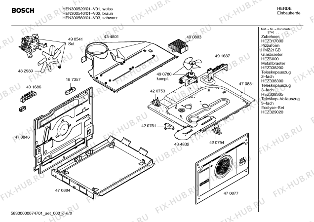 Взрыв-схема плиты (духовки) Bosch HEN300540 - Схема узла 02