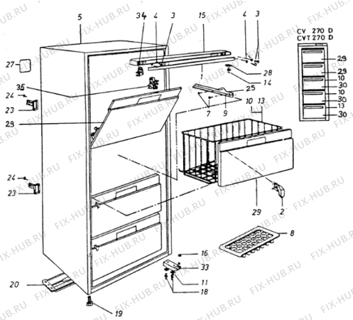 Схема №1 ETUP270TR (F011993) с изображением Ящик (корзина) для холодильника Indesit C00173654