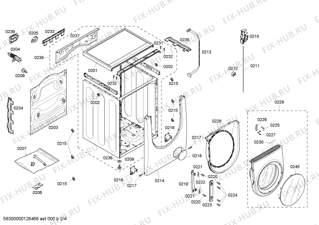 Схема №1 WBB24752EU с изображением Кронштейн для стиралки Bosch 00493776