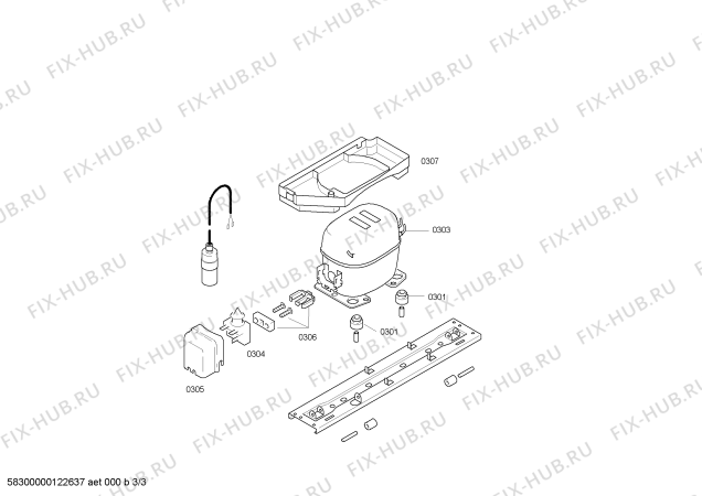 Взрыв-схема холодильника Siemens KS34RV00IE - Схема узла 03