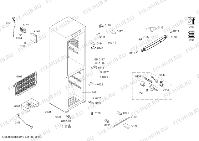 Схема №1 CK21V5161W с изображением Дверь для холодильной камеры Bosch 00711559