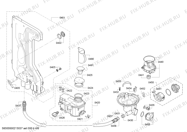 Взрыв-схема посудомоечной машины Siemens SX836X00AE - Схема узла 04