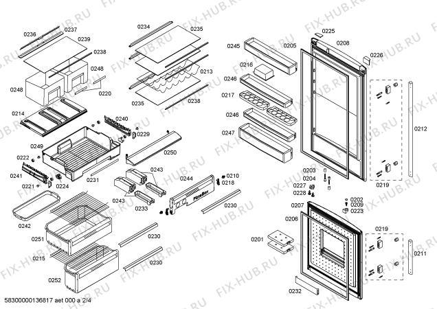 Взрыв-схема холодильника Neff K5890X3 - Схема узла 02