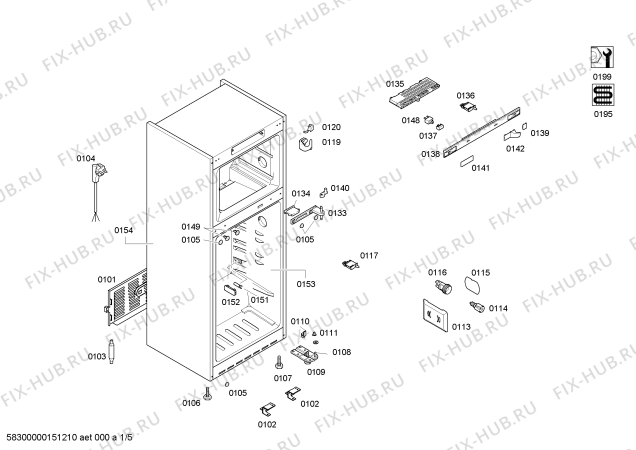 Схема №3 KD53NA01NE с изображением Крышка для холодильника Siemens 00675807