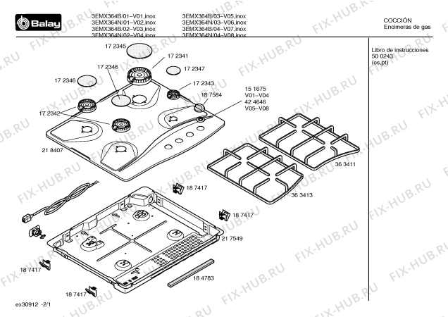 Схема №1 3EMX364B с изображением Столешница для электропечи Bosch 00218407