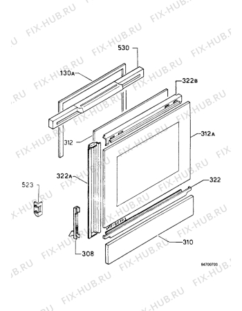 Взрыв-схема плиты (духовки) Zanussi HS50W - Схема узла Door 003