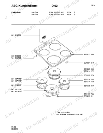 Взрыв-схема плиты (духовки) Aeg 200F-W S - Схема узла Section1