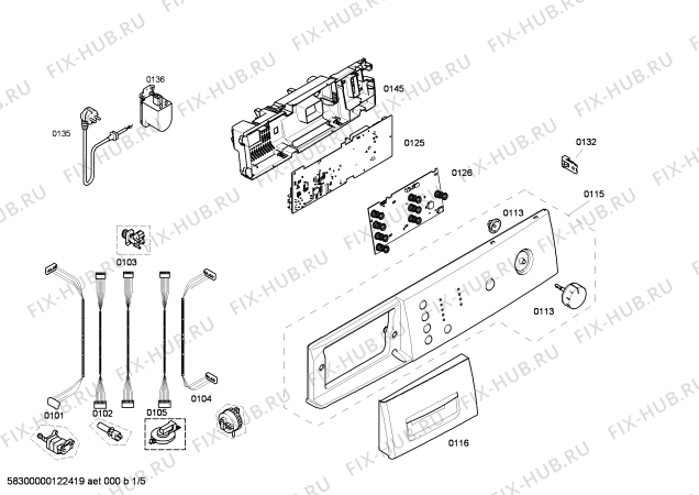 Схема №1 WAE28170FG Bosch Maxx 7 с изображением Инструкция по установке/монтажу для стиральной машины Bosch 00543618