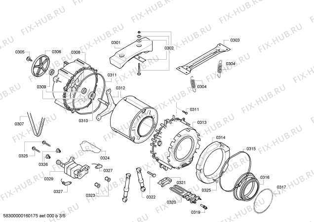 Взрыв-схема стиральной машины Bosch WAE16262BC Maxx 6 VarioPerfect - Схема узла 03