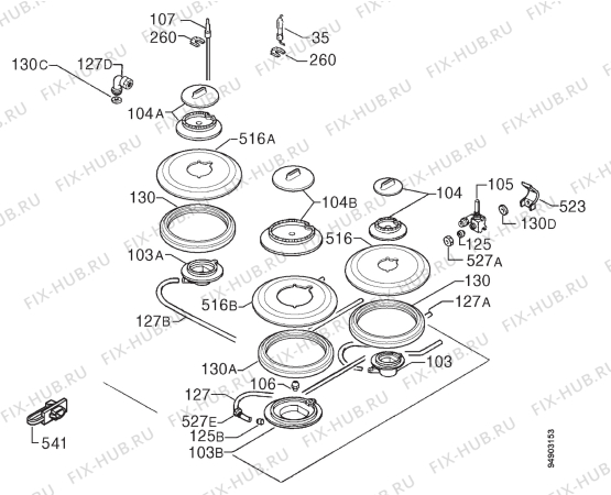 Взрыв-схема плиты (духовки) Electrolux EXG676ICN - Схема узла Functional parts 267