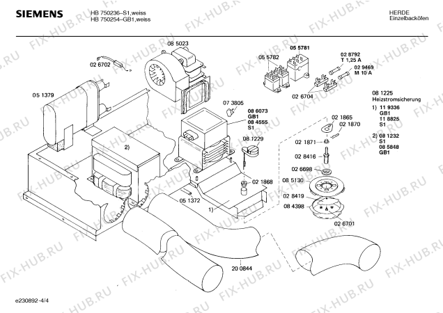 Взрыв-схема плиты (духовки) Siemens HB750254 - Схема узла 04