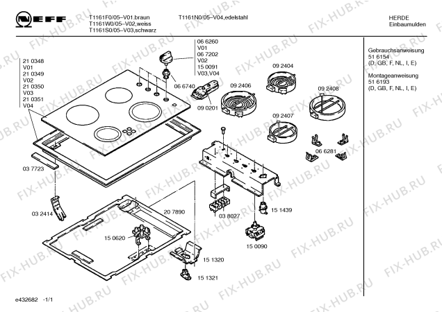 Схема №1 T1161W1GB GB-1084.50HK2 с изображением Стеклокерамика для плиты (духовки) Bosch 00210349