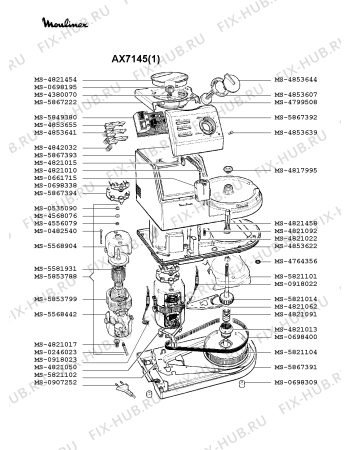 Взрыв-схема кухонного комбайна Moulinex AX7145(1) - Схема узла JP000595.9P2