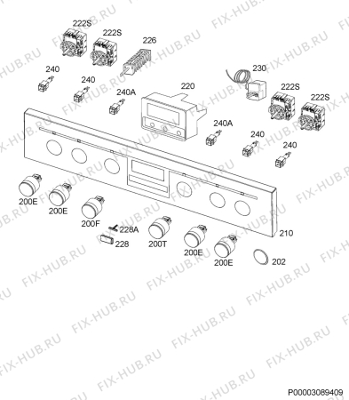 Взрыв-схема плиты (духовки) Aeg EE4013021M - Схема узла Command panel 037