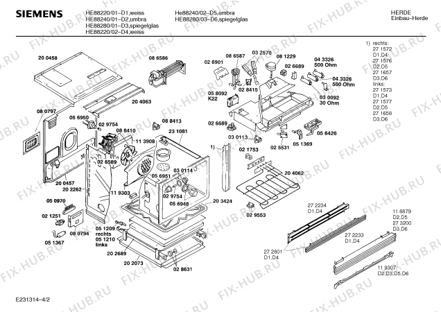 Взрыв-схема плиты (духовки) Siemens HE88220 - Схема узла 02