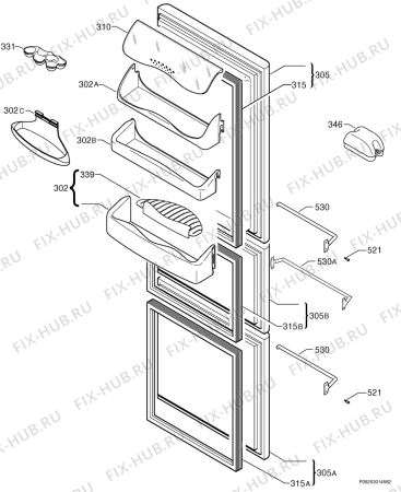 Взрыв-схема холодильника Rex Electrolux RC2003PA - Схема узла Door 003