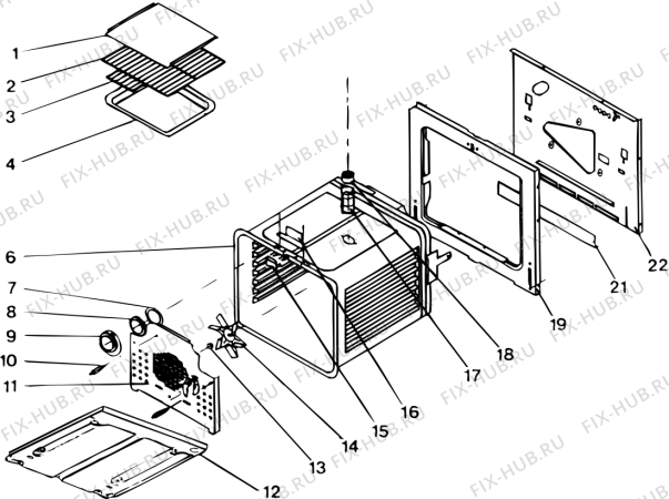 Взрыв-схема плиты (духовки) SCHOLTES C606HARTIC (F010516) - Схема узла