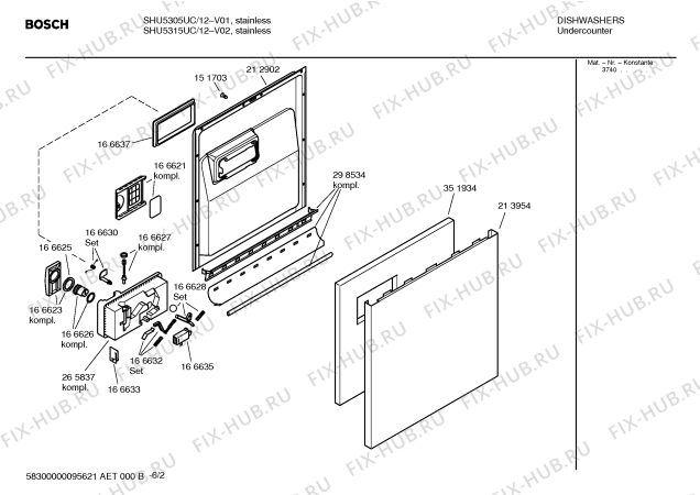 Схема №3 SHU5305UC с изображением Передняя панель для посудомоечной машины Bosch 00355173