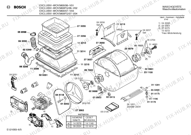Схема №2 WOV5800FG EXCLUSIV с изображением Панель для стиральной машины Bosch 00285105