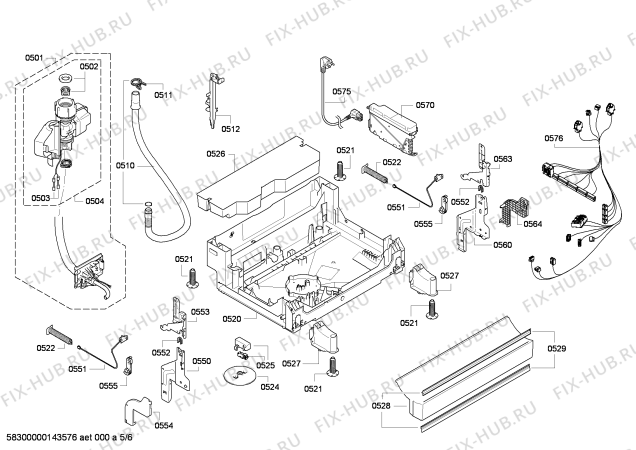 Взрыв-схема посудомоечной машины Bosch SMS53M32EU - Схема узла 05