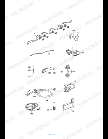 Взрыв-схема плиты (духовки) DELONGHI TGX 855/1 A - Схема узла 5