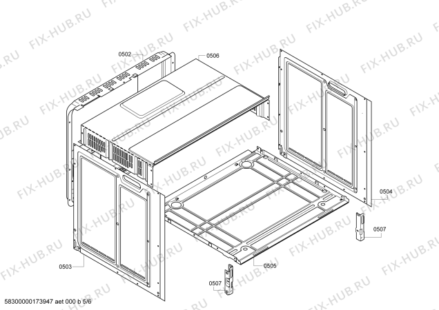 Взрыв-схема плиты (духовки) Siemens HB539E1Q - Схема узла 05