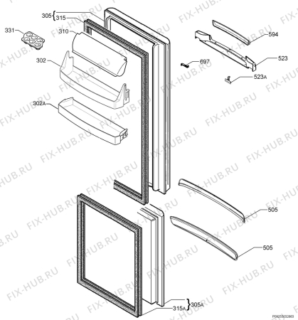 Взрыв-схема холодильника Electrolux ENB34405W8 - Схема узла Door 003