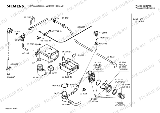 Схема №1 WM20651II SIWAMAT 2065 с изображением Кабель для стиралки Siemens 00354528