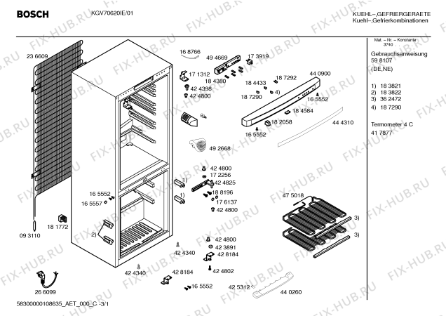 Схема №1 KGV70620IE с изображением Панель для холодильника Bosch 00444310