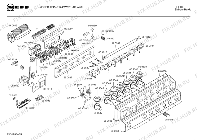 Схема №4 E1740W0 JOKER 1745 с изображением Панель для плиты (духовки) Bosch 00280835