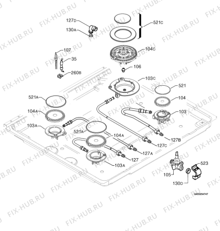 Взрыв-схема плиты (духовки) Zanussi ZGS682ICTN - Схема узла Functional parts 267