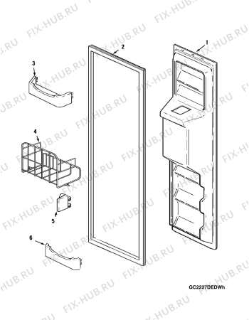 Схема №4 GC2227DEDW с изображением Дверь для холодильника Whirlpool 482000094167